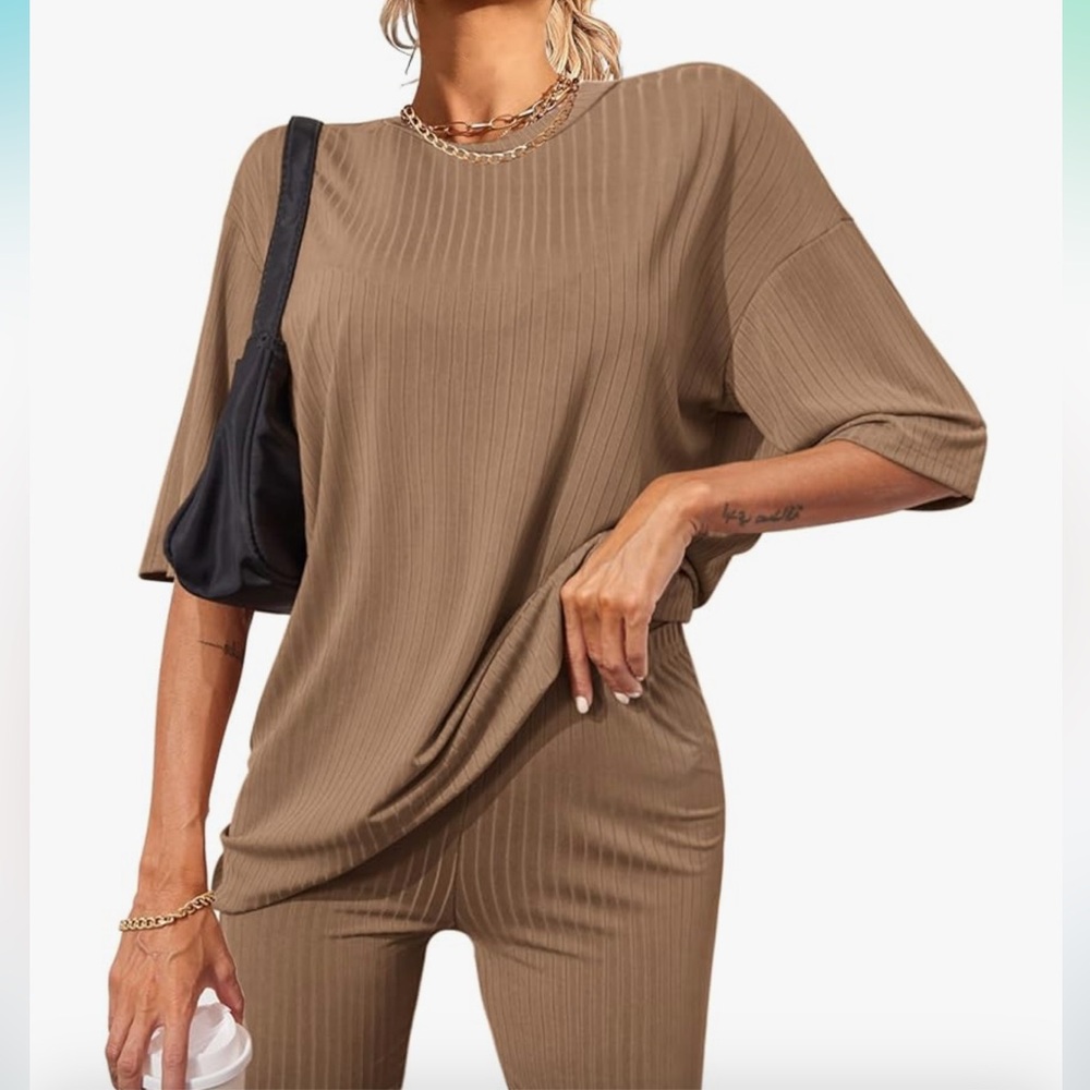 Piece Lounge set crew Neck oversized isnirts EKOUAER
XL